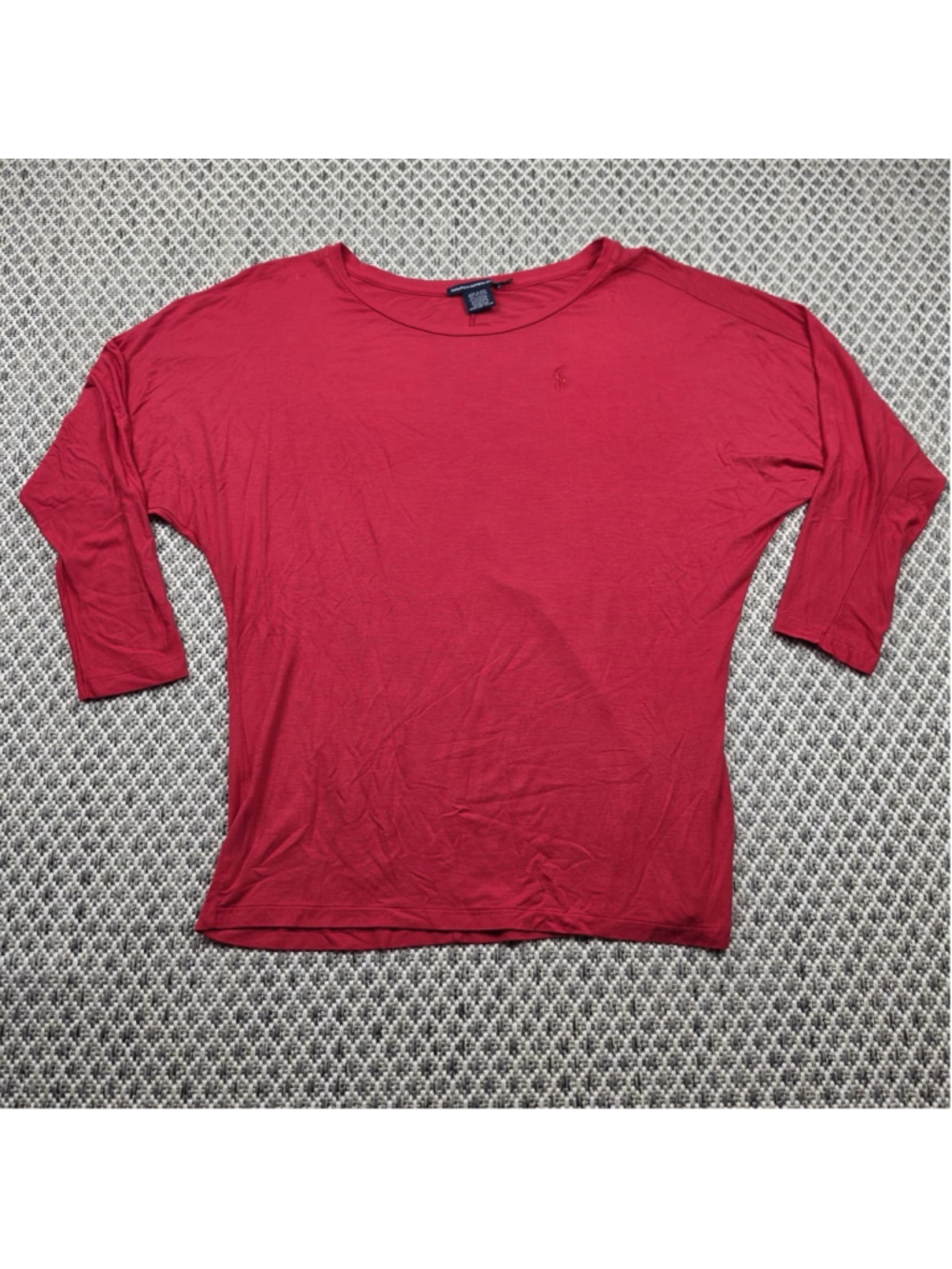 Ralph Lauren Sport Red 3/4 Sleeve Pony Logo Lyocell Blend Top Women’s XL